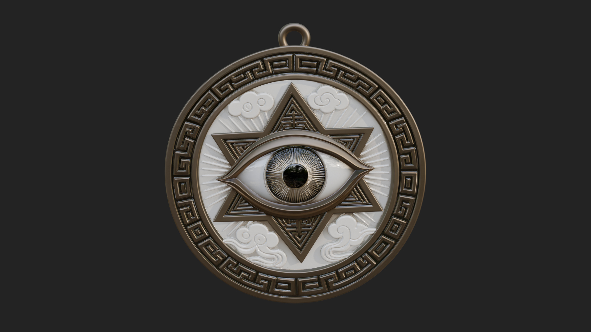 All Seeing Eye Star Pendant Design 2 3D Print Model 3D Model
