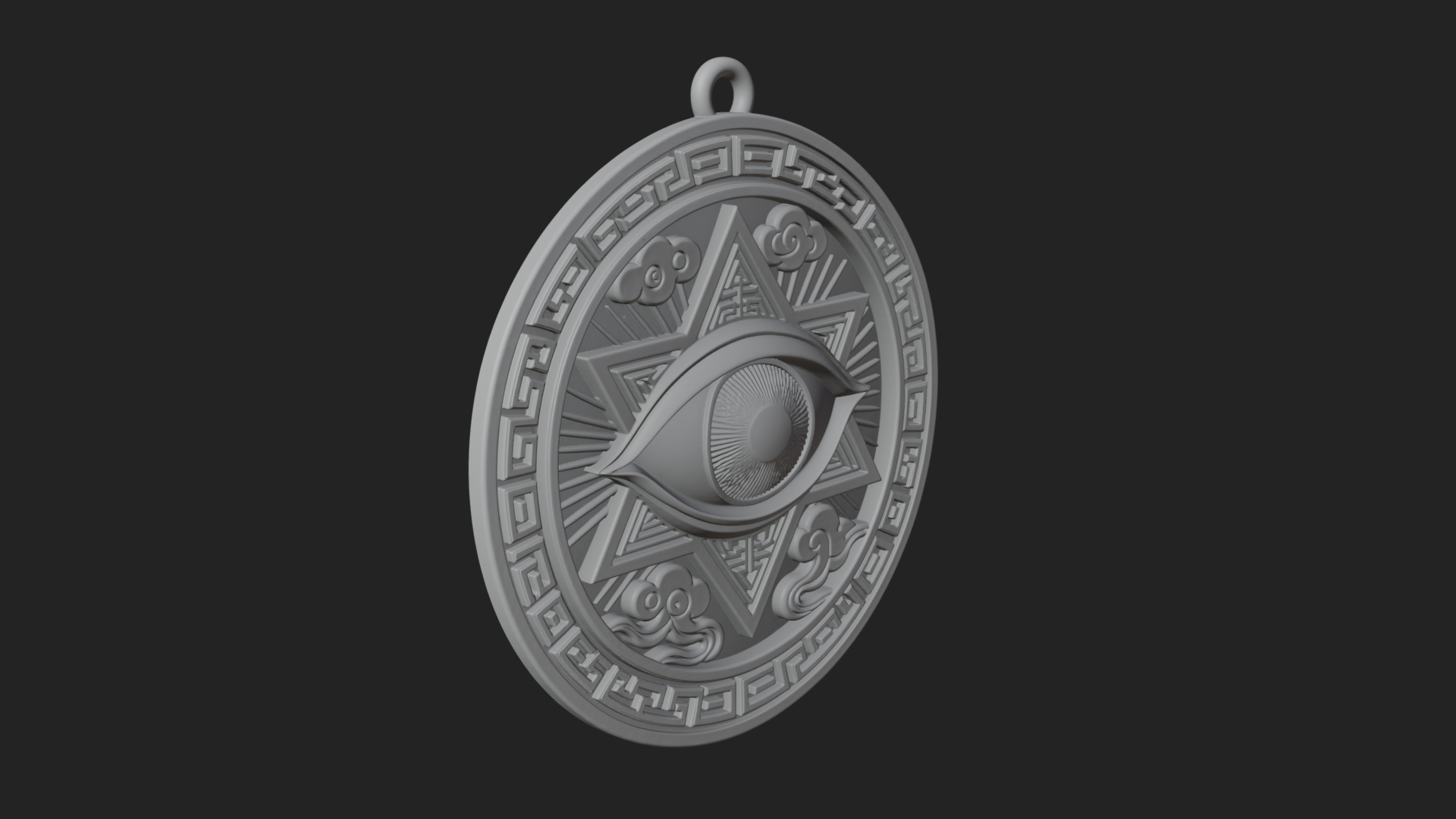 All Seeing Eye Star Pendant Design 2 3D Print Model 3D Model
