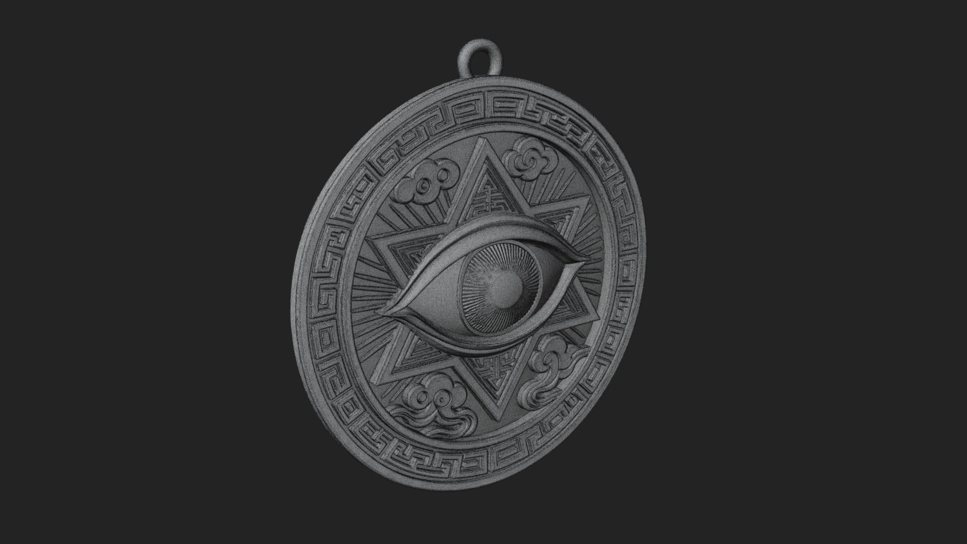 All Seeing Eye Star Pendant Design 2 3D Print Model 3D Model