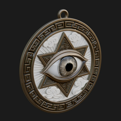 All Seeing Eye Star Pendant Design 2 3D Print Model