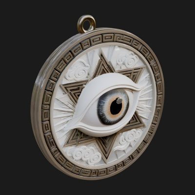 All Seeing Eye Star Pendant Design 3 3D Print Model