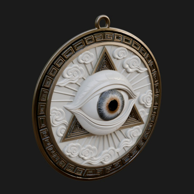 All Seeing Eye Star Pendant Design 4 3D Print Model