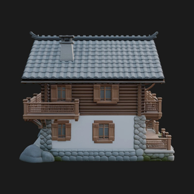 Alpine Chalet House Design 1 3D Print Model