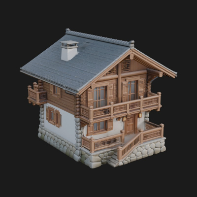 Alpine Chalet House Design 2 3D Print Model