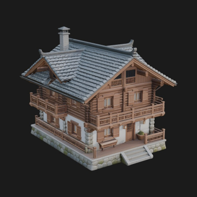 Alpine Chalet House Design 3 3D Print Model