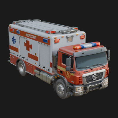 Ambulance Truck Model Design 8 3D Print Model