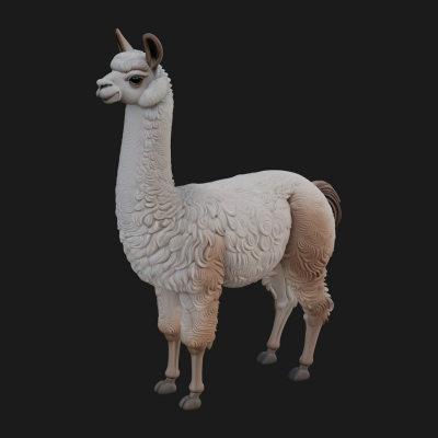 Andean Llama Statue Design 2 3D Print Model