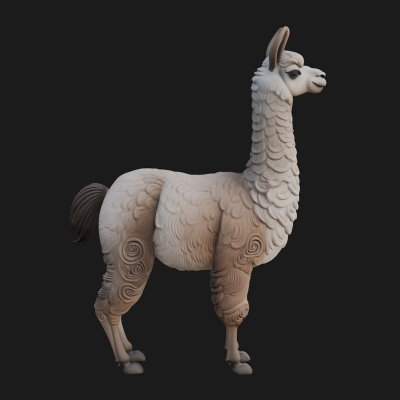 Andean Llama Statue Design 4 3D Print Model