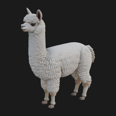 Andean Llama Statue Design 5 3D Print Model