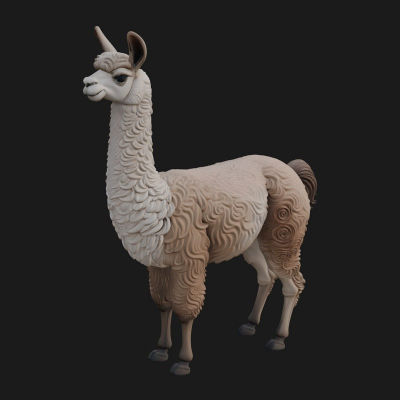 Andean Llama Statue Design 8 3D Print Model