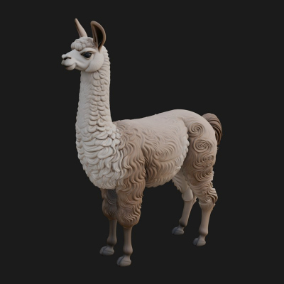 Andean Llama Statue Design 9 3D Print Model
