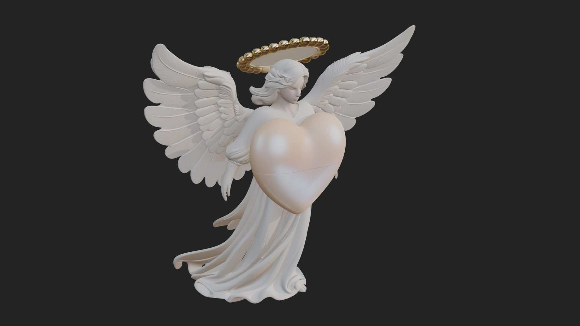 Angel Holding Heart Statue Design 1 3d Print Model 3D Model