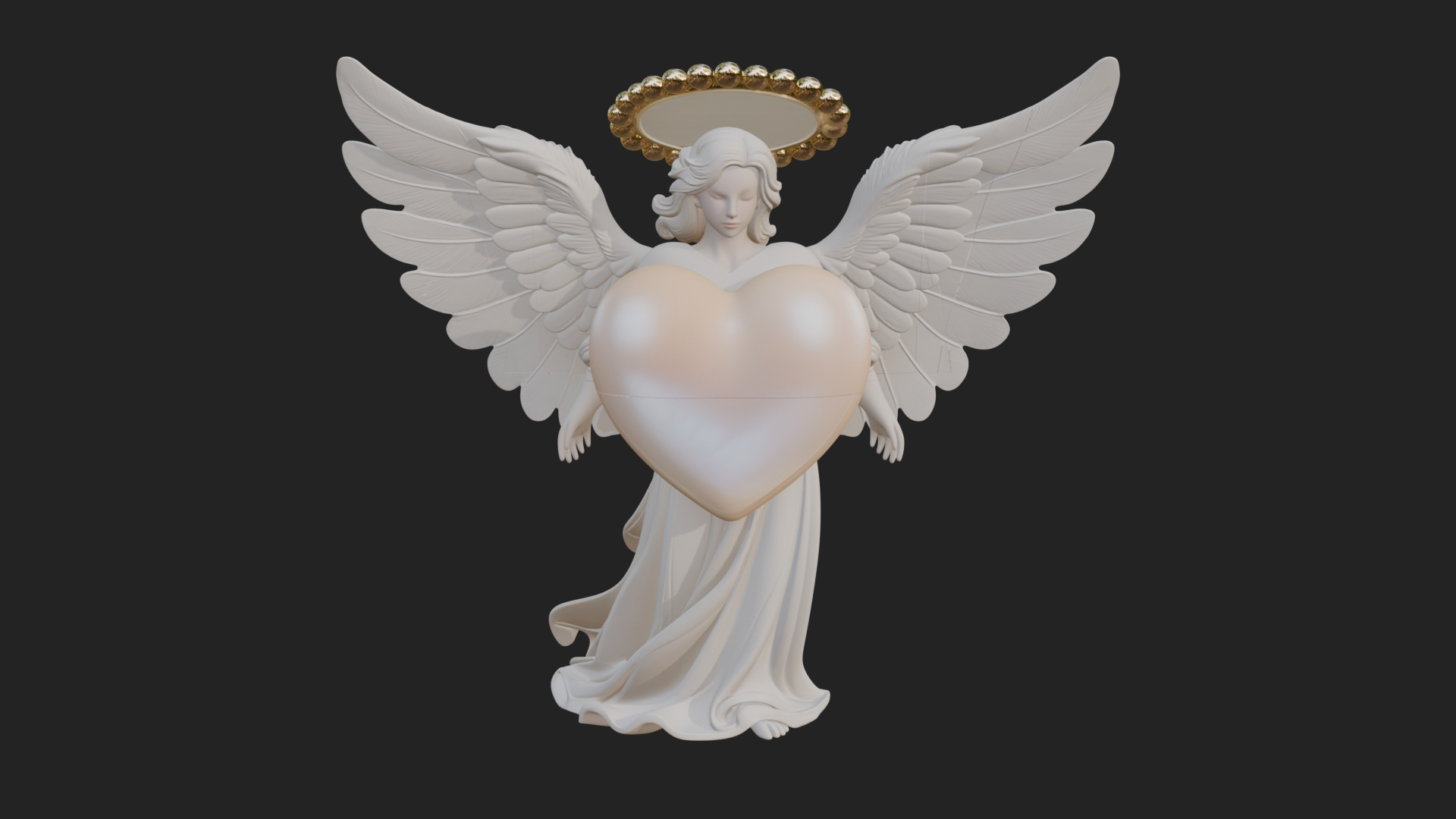 Angel Holding Heart Statue Design 1 3d Print Model 3D Model