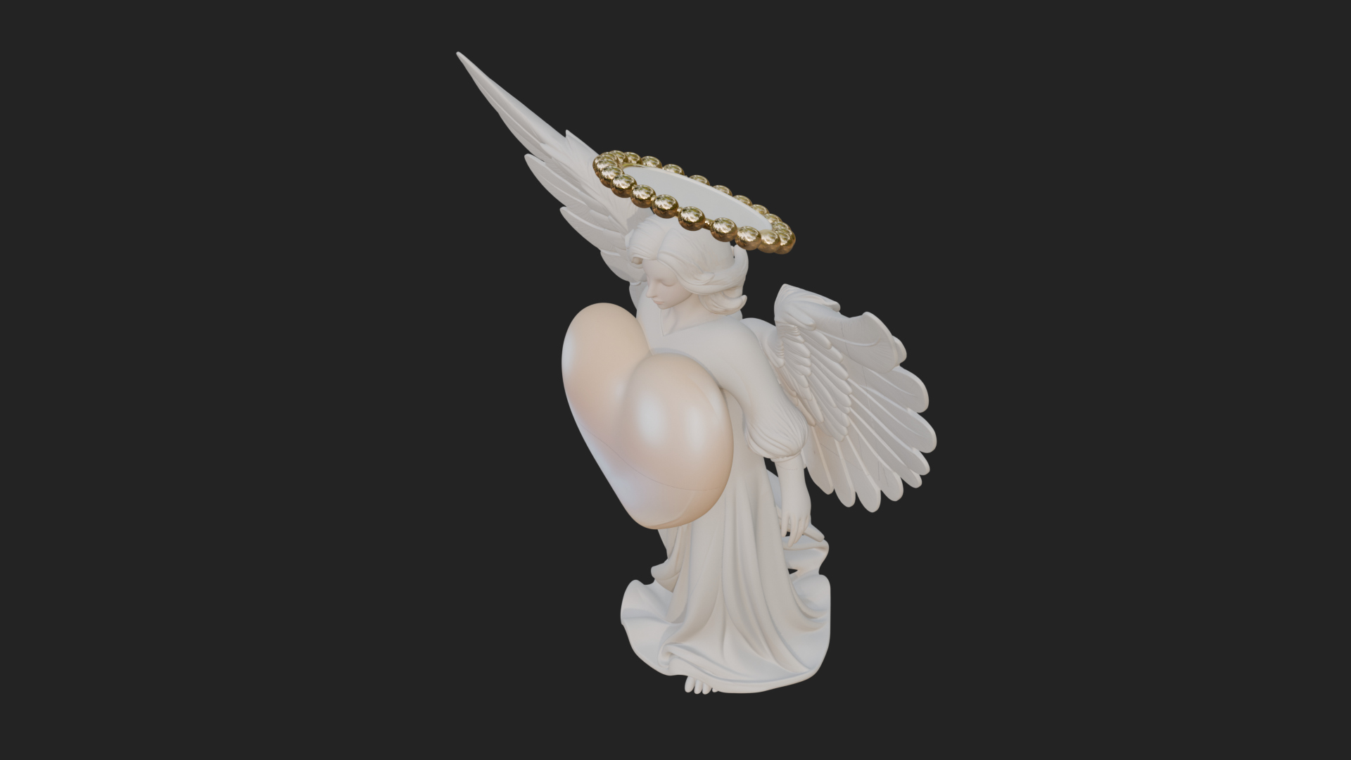 Angel Holding Heart Statue Design 1 3d Print Model 3D Model