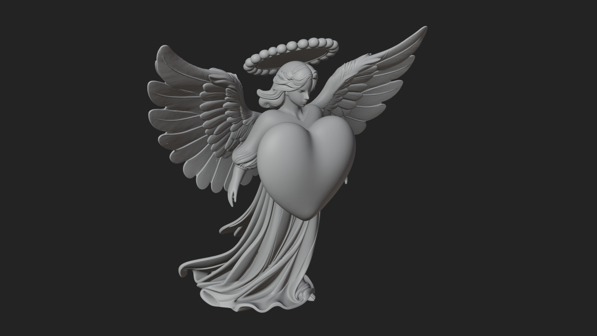 Angel Holding Heart Statue Design 1 3d Print Model 3D Model