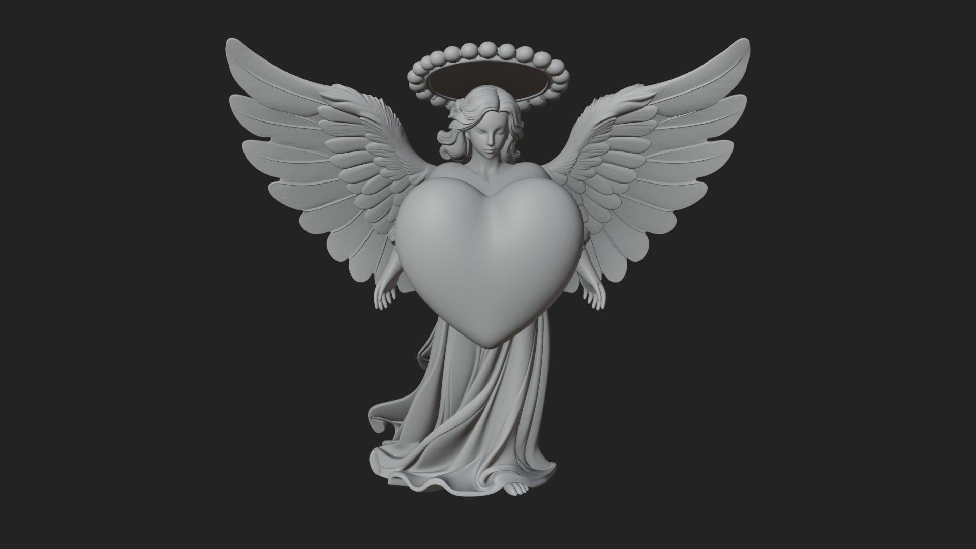Angel Holding Heart Statue Design 1 3d Print Model 3D Model