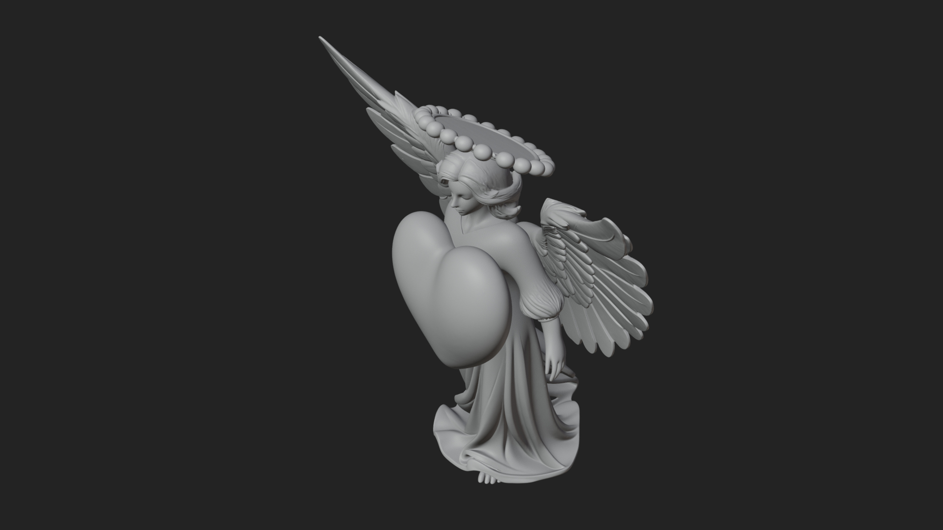 Angel Holding Heart Statue Design 1 3d Print Model 3D Model