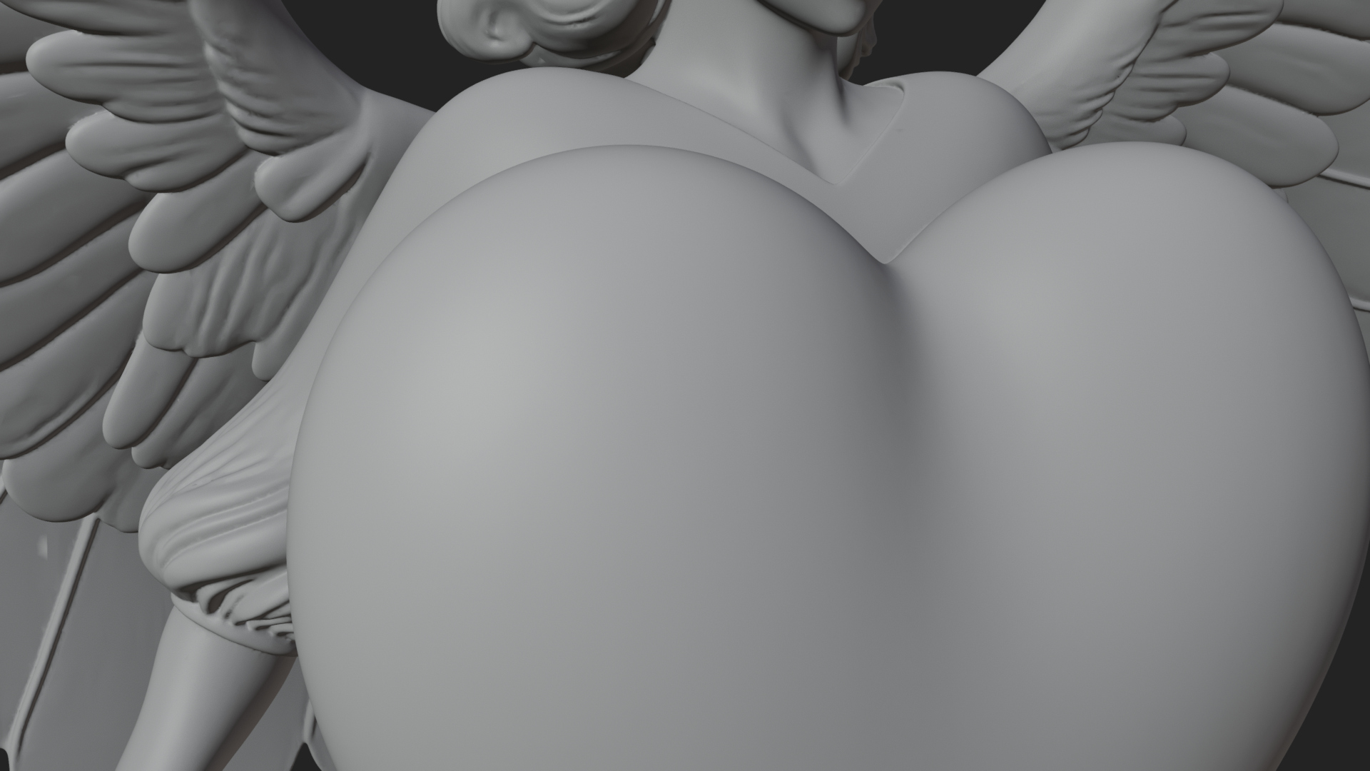 Angel Holding Heart Statue Design 1 3d Print Model 3D Model