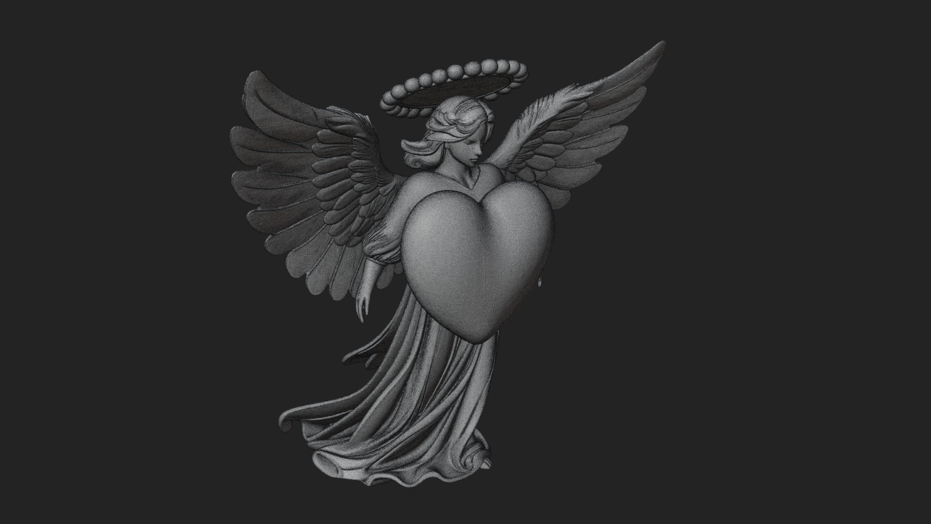 Angel Holding Heart Statue Design 1 3d Print Model 3D Model