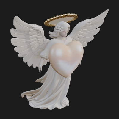 Angel Holding Heart Statue Design 1 3d Print Model
