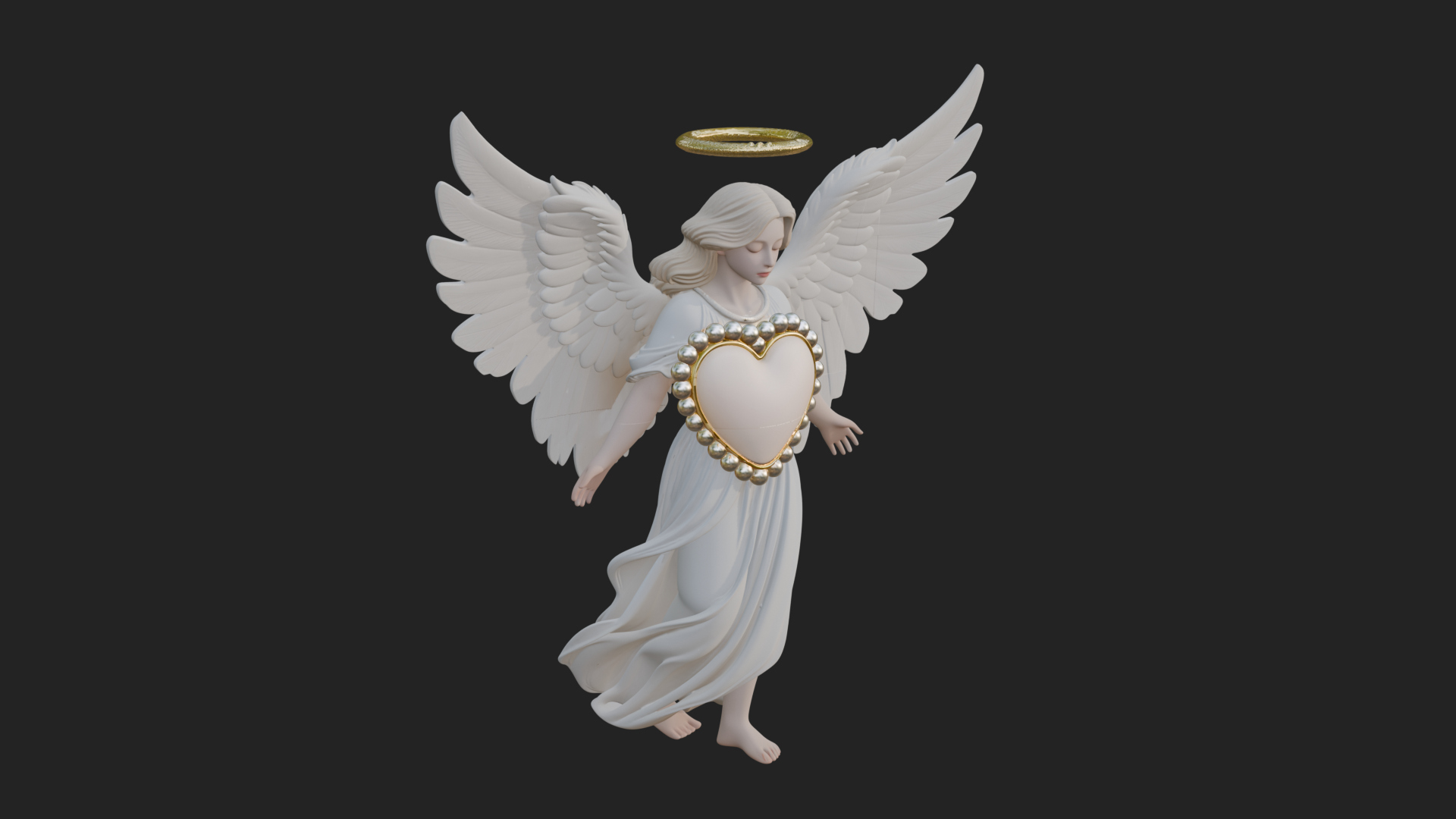 Angel Holding Heart Statue Design 2 3D Print Model 3D Model