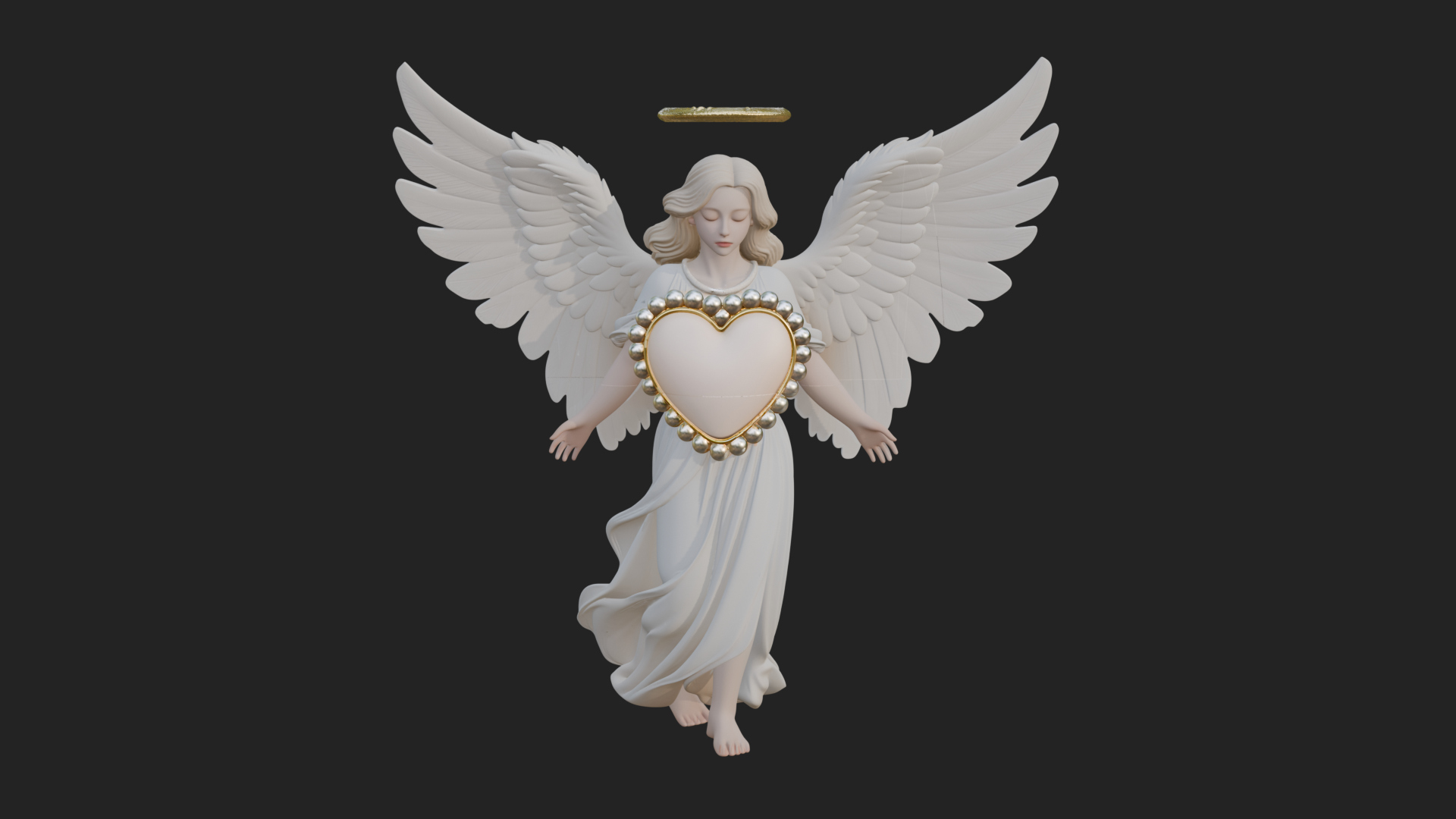 Angel Holding Heart Statue Design 2 3D Print Model 3D Model