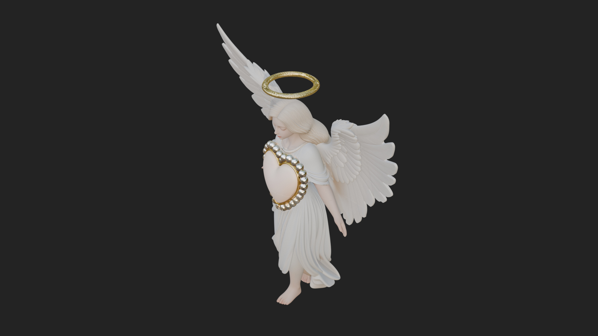 Angel Holding Heart Statue Design 2 3D Print Model 3D Model