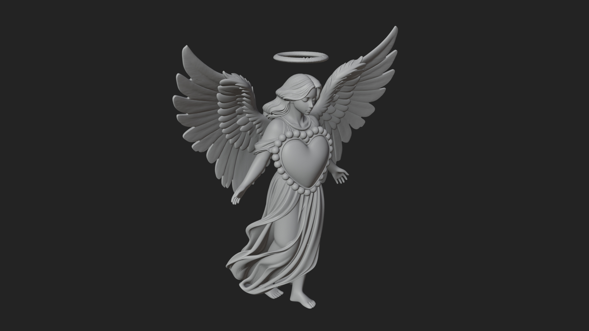 Angel Holding Heart Statue Design 2 3D Print Model 3D Model