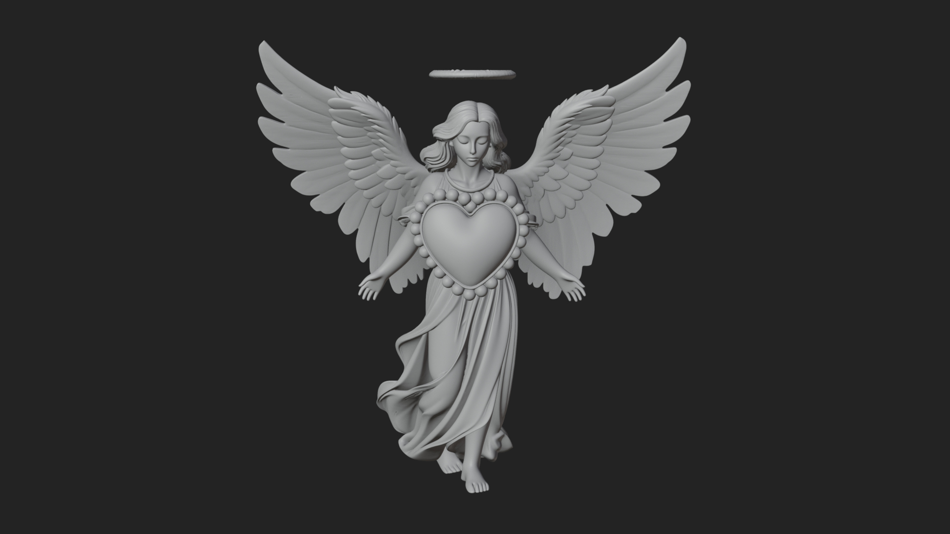 Angel Holding Heart Statue Design 2 3D Print Model 3D Model