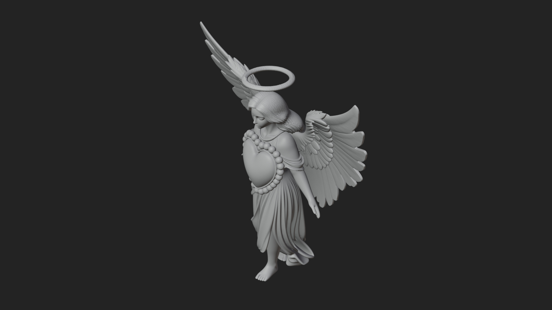 Angel Holding Heart Statue Design 2 3D Print Model 3D Model