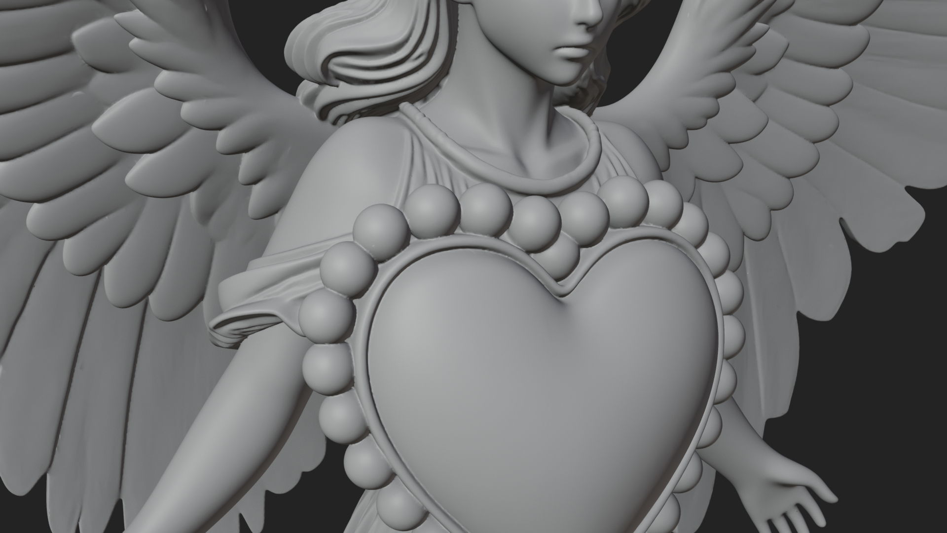 Angel Holding Heart Statue Design 2 3D Print Model 3D Model