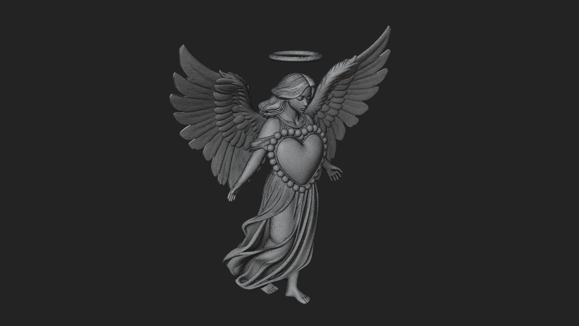Angel Holding Heart Statue Design 2 3D Print Model 3D Model