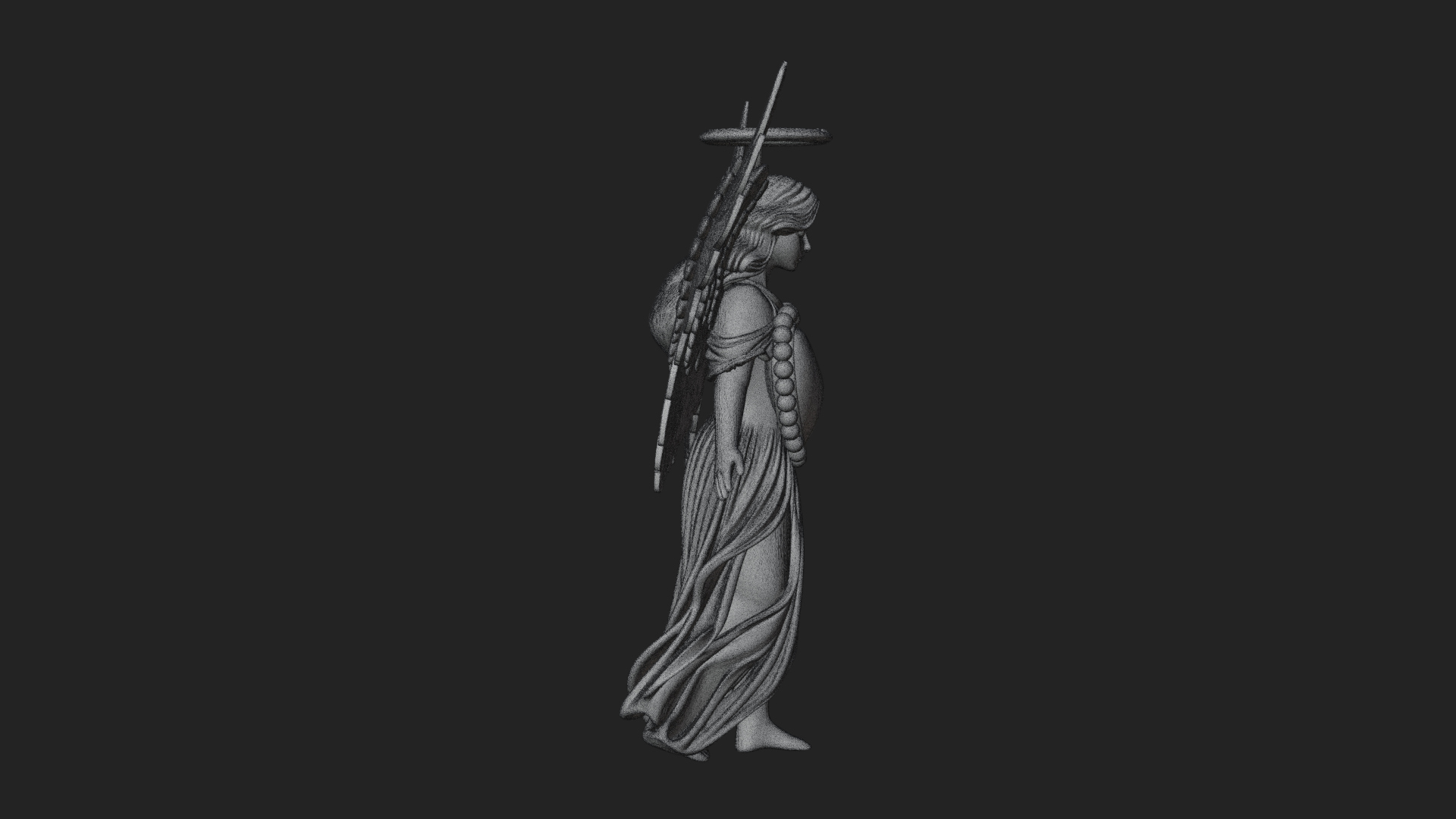 Angel Holding Heart Statue Design 2 3D Print Model 3D Model