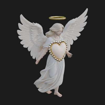 Angel Holding Heart Statue Design 2 3D Print Model