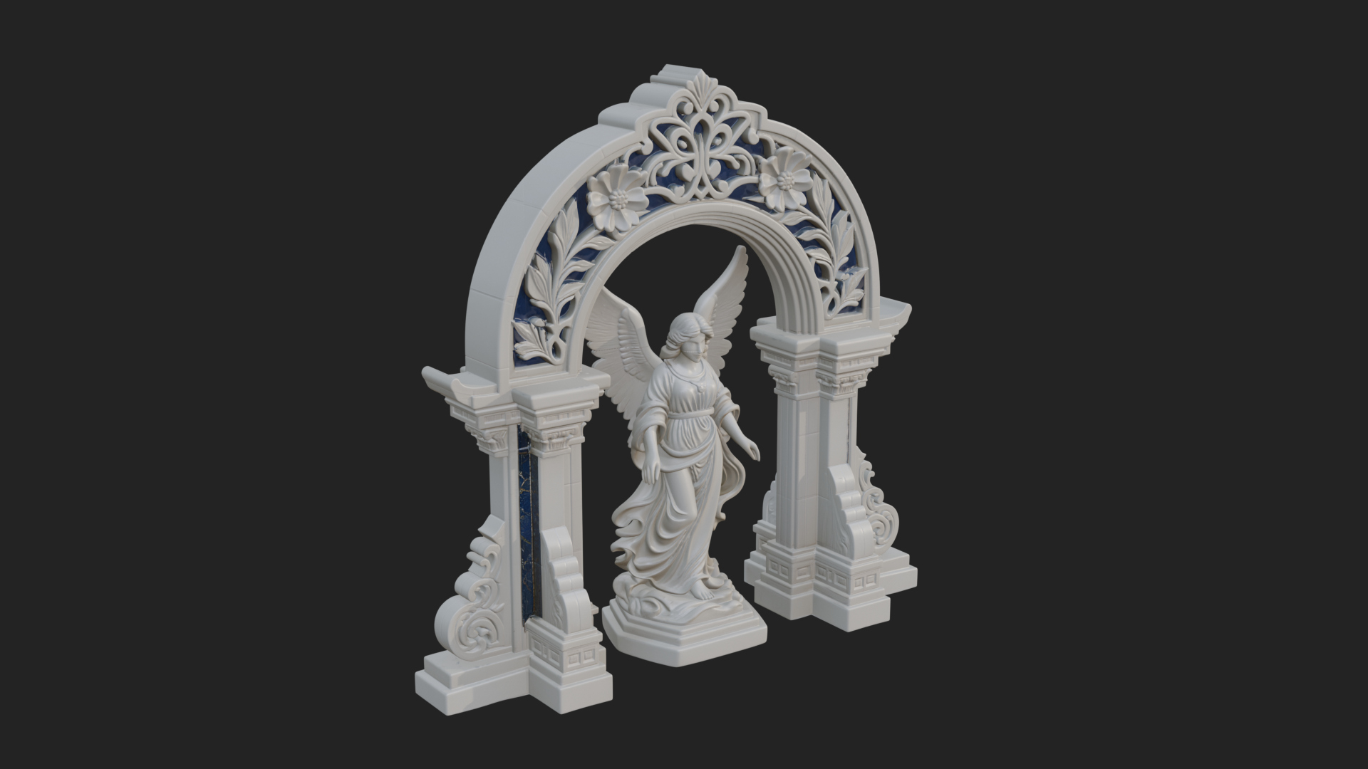 Angel in Gothic Arch Statue Design 1 3D Print Model 3D Model