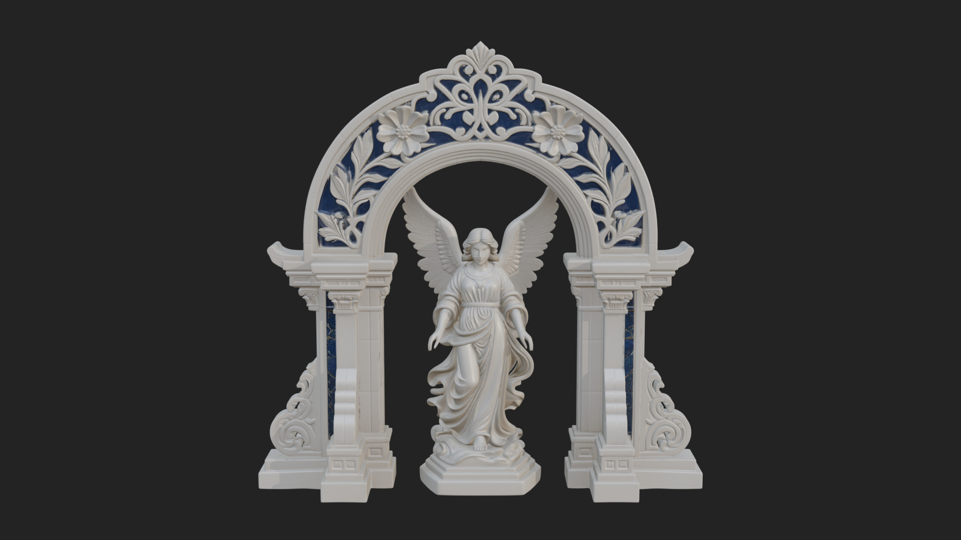 Angel in Gothic Arch Statue Design 1 3D Print Model 3D Model