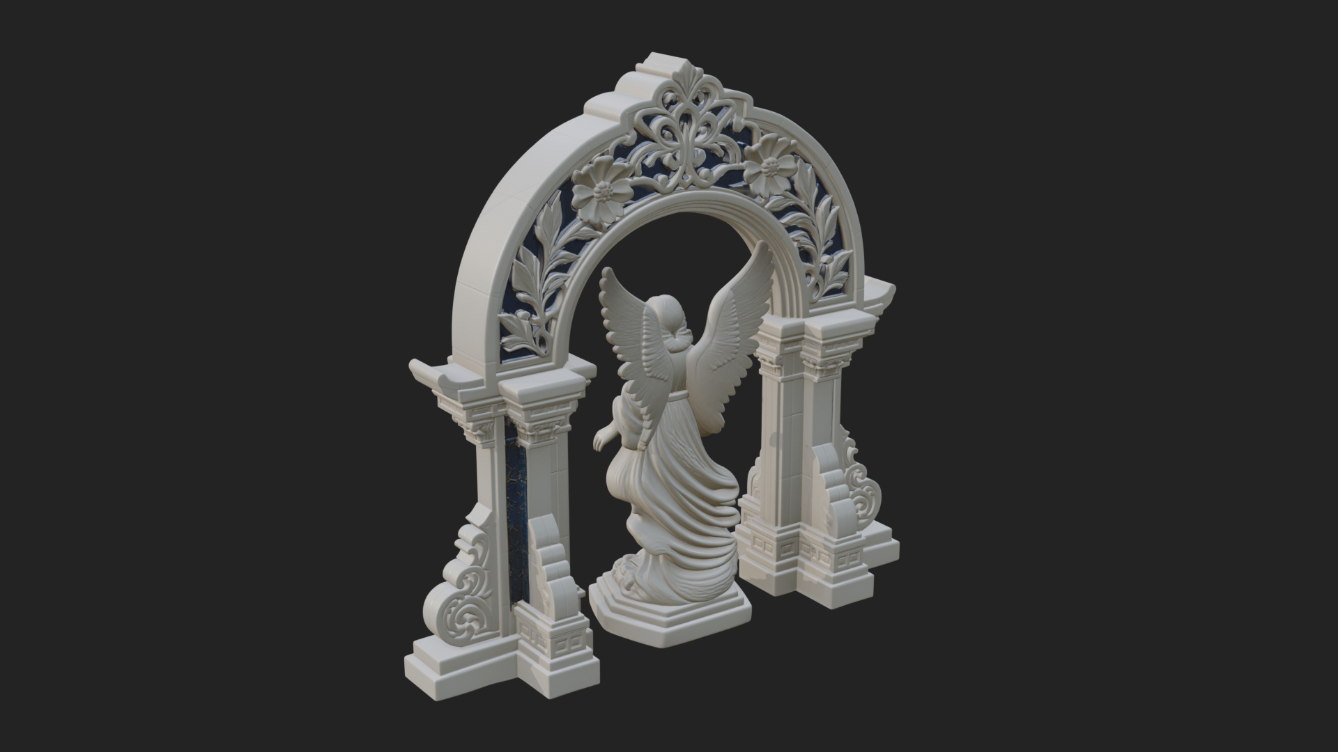 Angel in Gothic Arch Statue Design 1 3D Print Model 3D Model