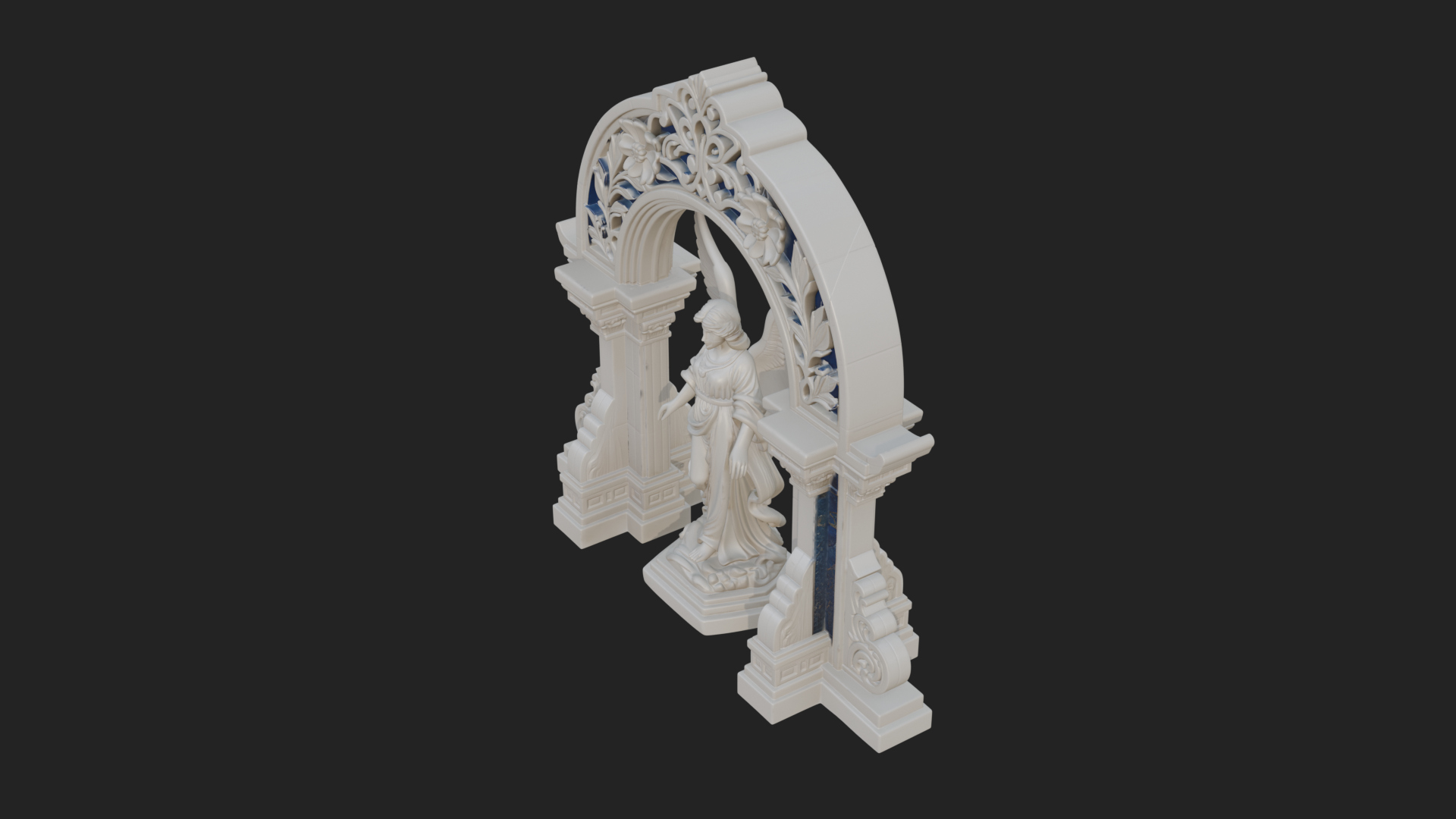 Angel in Gothic Arch Statue Design 1 3D Print Model 3D Model