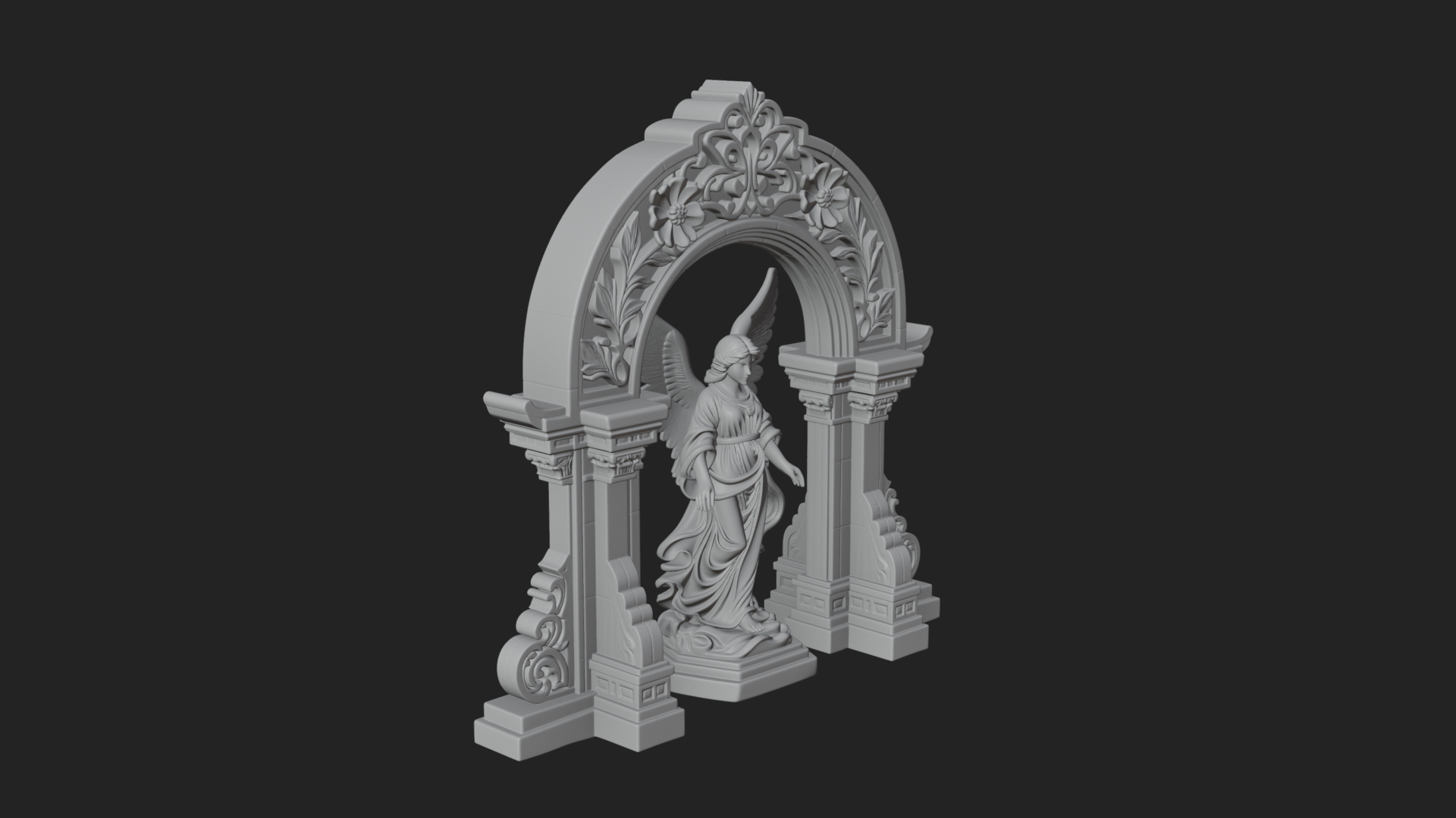 Angel in Gothic Arch Statue Design 1 3D Print Model 3D Model