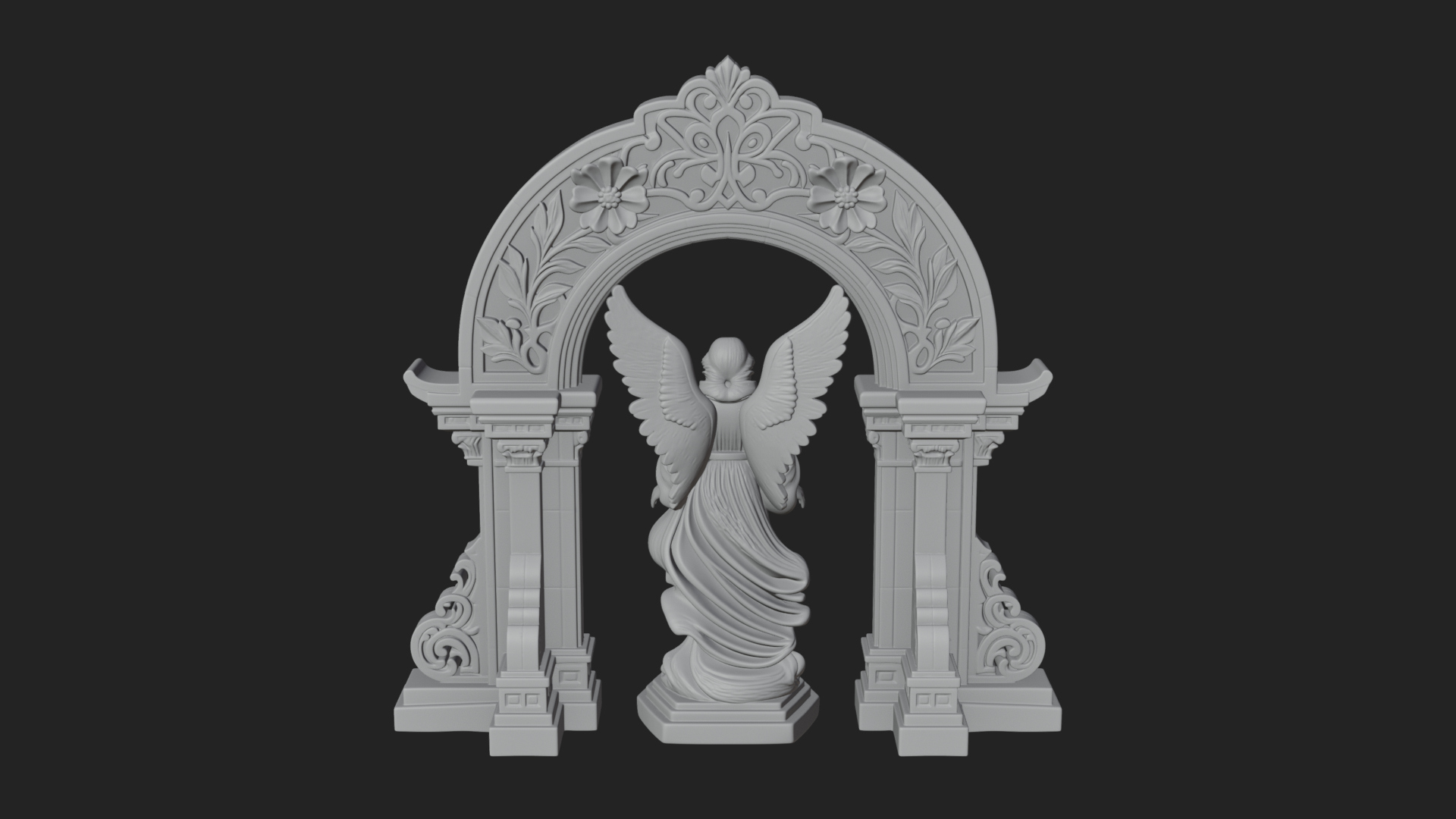 Angel in Gothic Arch Statue Design 1 3D Print Model 3D Model