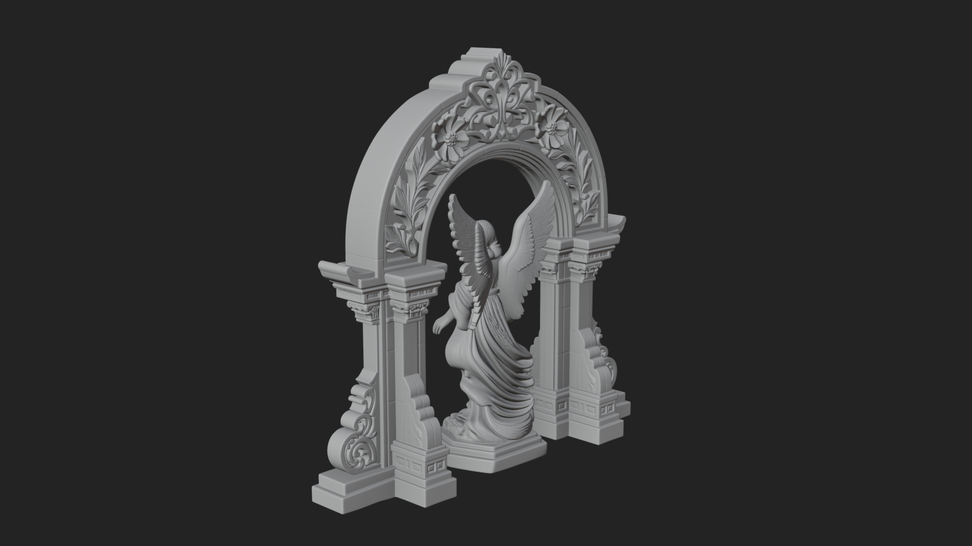 Angel in Gothic Arch Statue Design 1 3D Print Model 3D Model