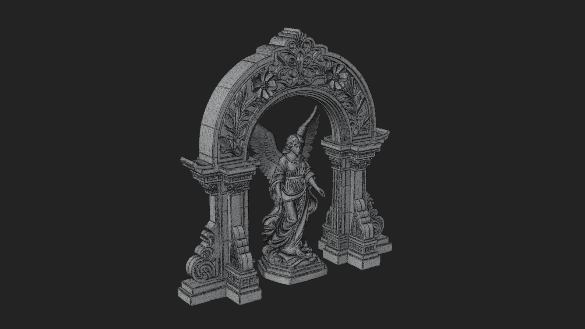 Angel in Gothic Arch Statue Design 1 3D Print Model 3D Model