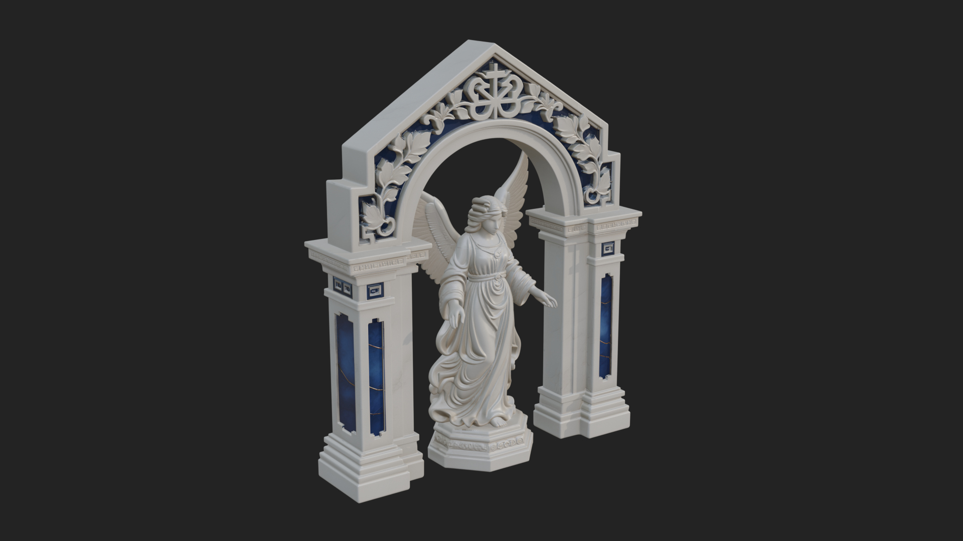 Angel in Gothic Arch Statue Design 2 3D Print Model 3D Model