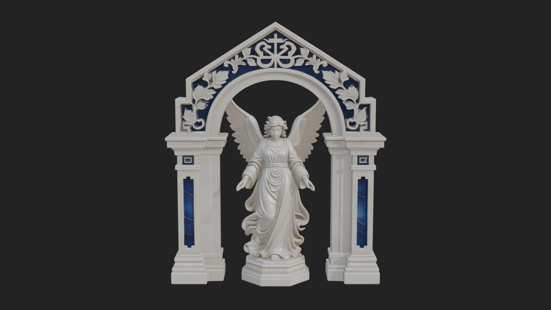 Angel in Gothic Arch Statue Design 2 3D Print Model 3D Model