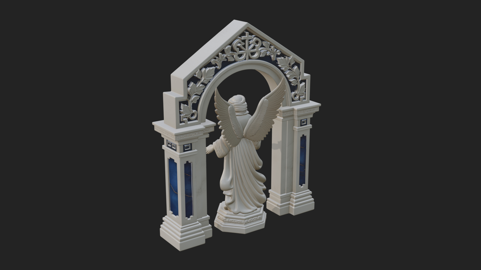 Angel in Gothic Arch Statue Design 2 3D Print Model 3D Model