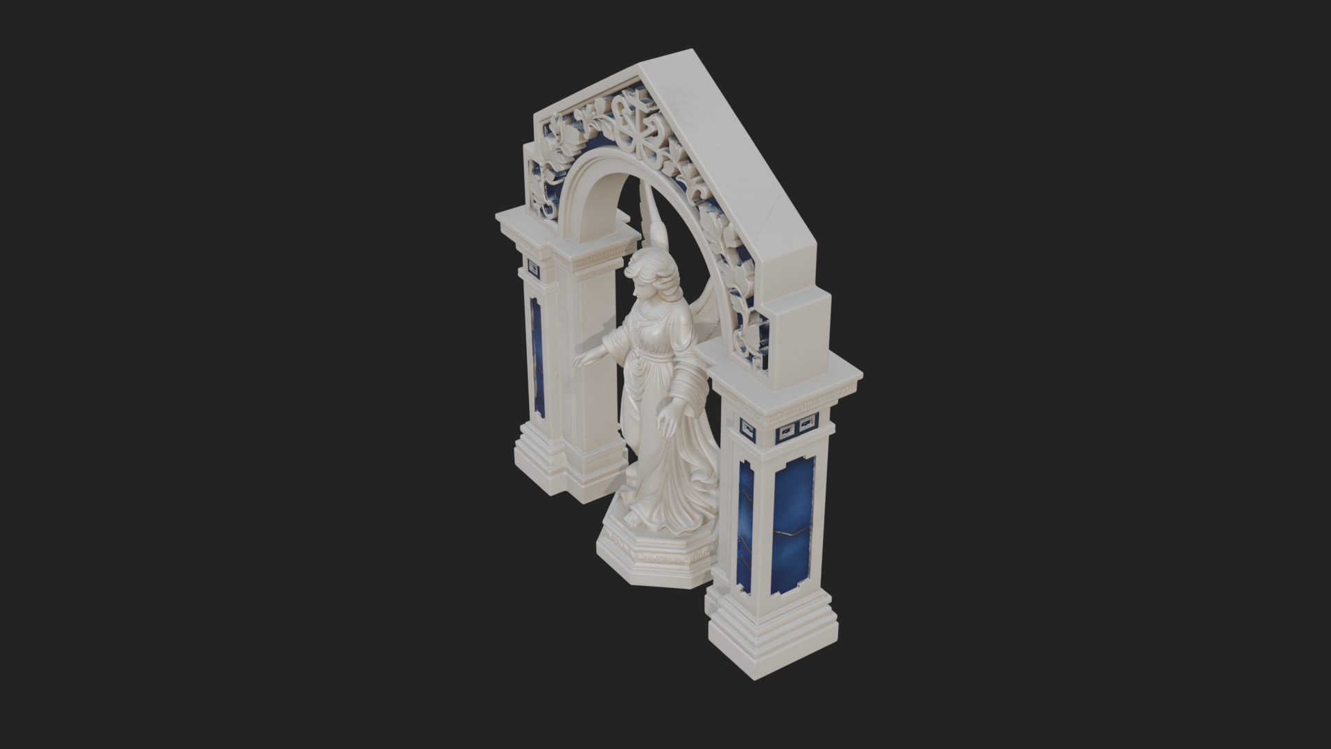 Angel in Gothic Arch Statue Design 2 3D Print Model 3D Model