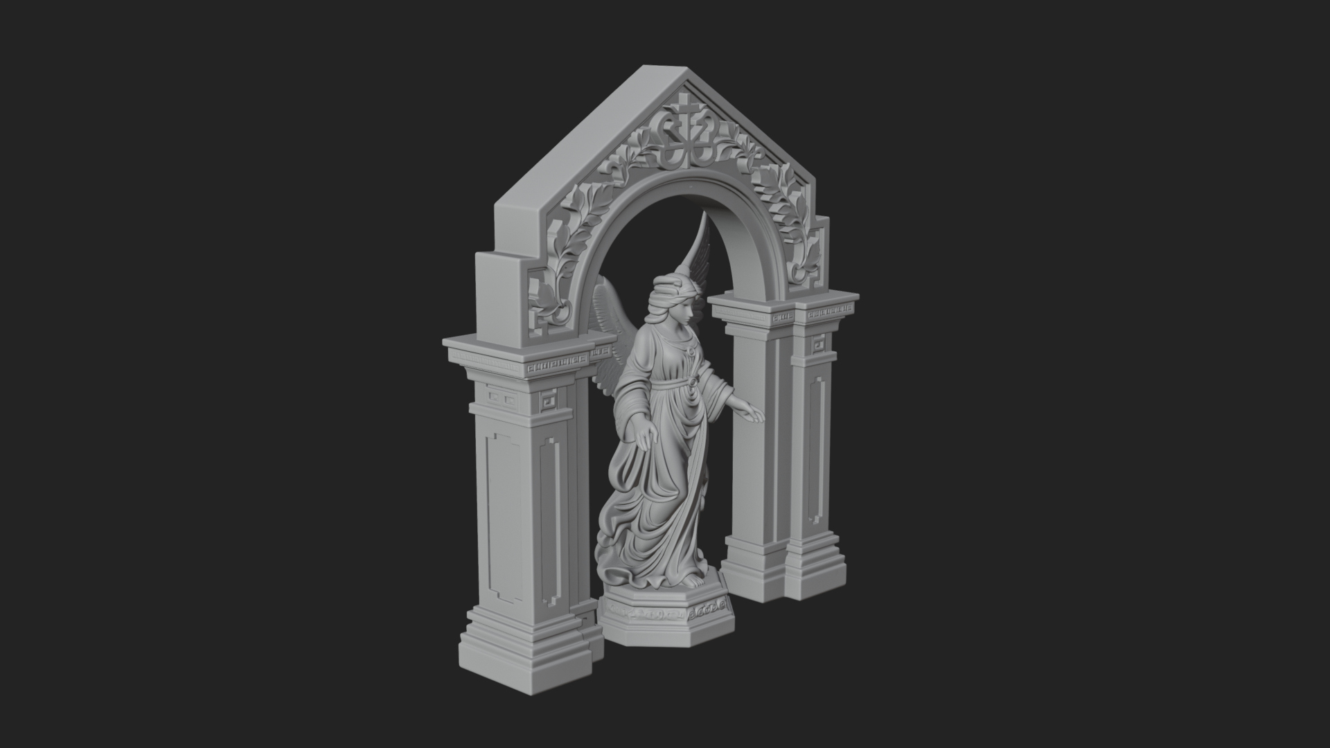 Angel in Gothic Arch Statue Design 2 3D Print Model 3D Model
