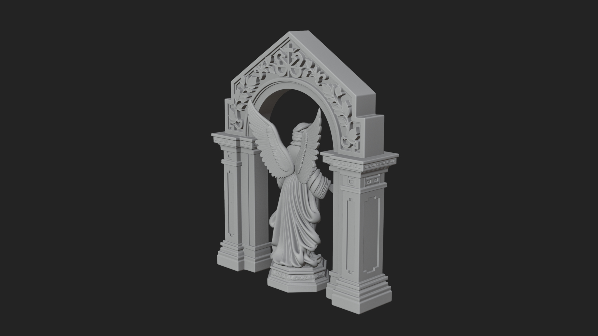 Angel in Gothic Arch Statue Design 2 3D Print Model 3D Model