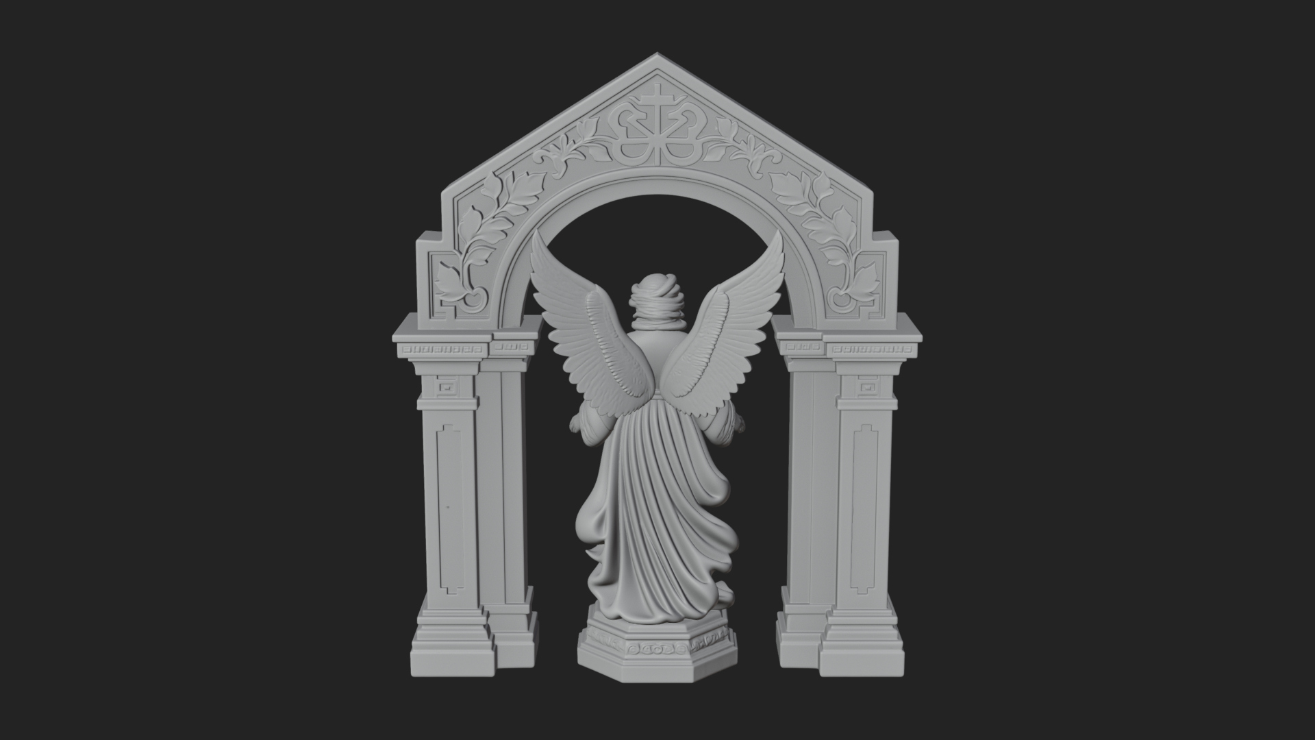 Angel in Gothic Arch Statue Design 2 3D Print Model 3D Model