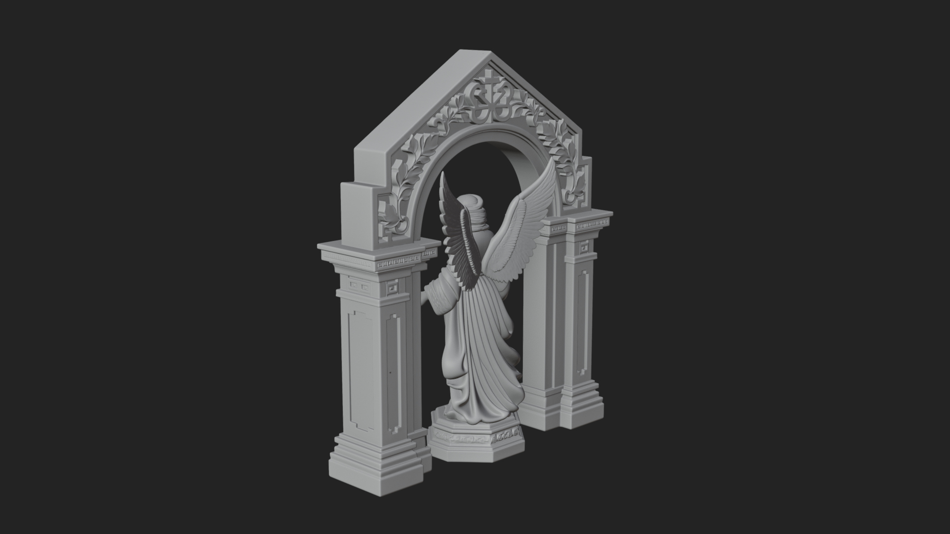 Angel in Gothic Arch Statue Design 2 3D Print Model 3D Model
